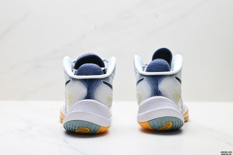 Asics Metarise volleyball shoes, made with a woven mesh upper, offering comfort, slip resistance, durability, and breathability.