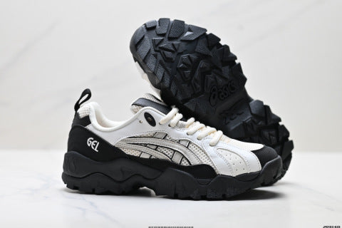 Asics Gel-Truck athletic shoes, designed for hiking, trekking, shock absorption, slip resistance, durability, balance, and lightweight performance.