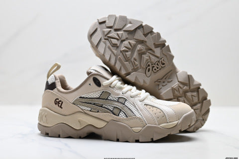 Asics Gel-Truck athletic shoes, designed for hiking, trekking, shock absorption, slip resistance, durability, balance, and lightweight performance.