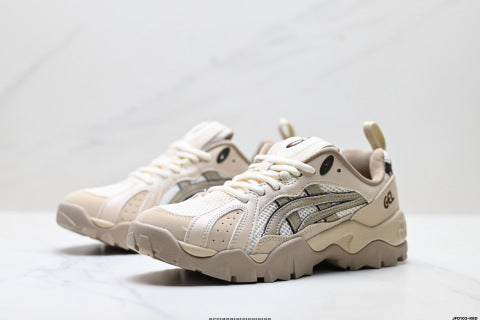 Asics Gel-Truck athletic shoes, designed for hiking, trekking, shock absorption, slip resistance, durability, balance, and lightweight performance.